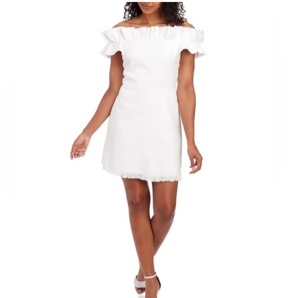 Rebecca Taylor Off Shoulder Mini Dress with ruffles size 8 - Picture 2 of 6